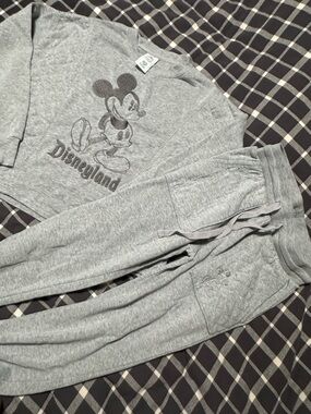 Disney Gray Mickey Mouse Fuzzy Appliqué Sweatshirt and joggers set